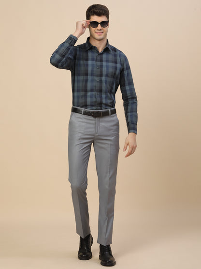 Formal Shirt for Men | Breathable & Soft with Color Fastness Regular Fit Spread Collar Neck Cotton Fabric Check Pattern