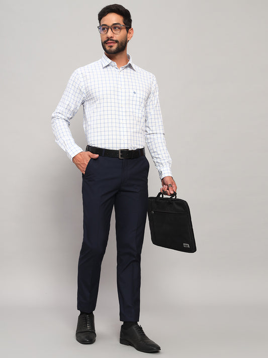 Formal Shirt for Men l Breathable & Soft with Color Fastness Regular Fit Spread Collar Neck Poly Cotton Fabric Checkered Pattern