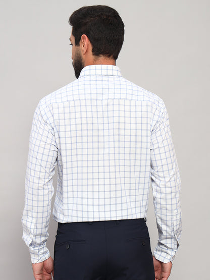 Formal Shirt for Men l Breathable & Soft with Color Fastness Regular Fit Spread Collar Neck Poly Cotton Fabric Checkered Pattern
