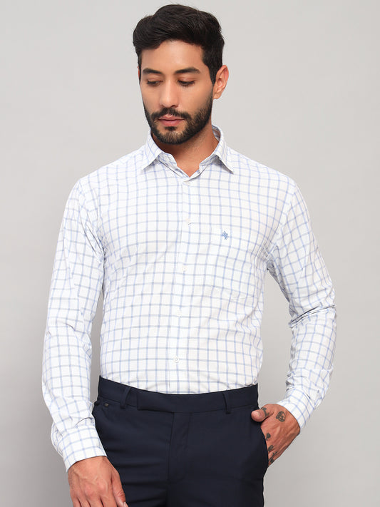 Formal Shirt for Men l Breathable & Soft with Color Fastness Regular Fit Spread Collar Neck Poly Cotton Fabric Checkered Pattern