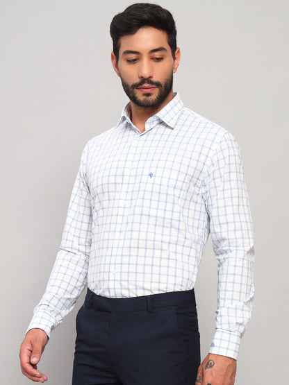 Formal Shirt for Men l Breathable & Soft with Color Fastness Regular Fit Spread Collar Neck Poly Cotton Fabric Checkered Pattern