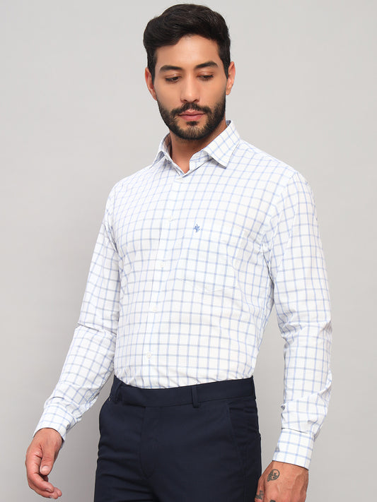 Formal Shirt for Men l Breathable & Soft with Color Fastness Regular Fit Spread Collar Neck Poly Cotton Fabric Checkered Pattern