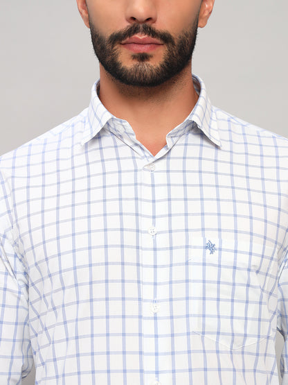 Formal Shirt for Men l Breathable & Soft with Color Fastness Regular Fit Spread Collar Neck Poly Cotton Fabric Checkered Pattern