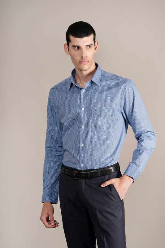 Formal Shirt for Men l Breathable & Soft with Color Fastness Regular Fit Spread Collar Neck Cotton Fabric Printed Pattern
