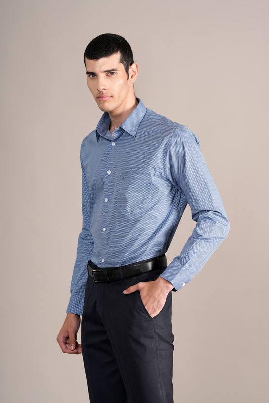 Formal Shirt for Men l Breathable & Soft with Color Fastness Regular Fit Spread Collar Neck Cotton Fabric Printed Pattern