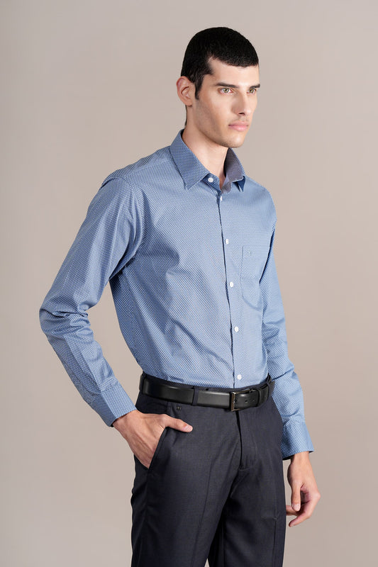 Formal Shirt for Men l Breathable & Soft with Color Fastness Regular Fit Spread Collar Neck Cotton Fabric Printed Pattern