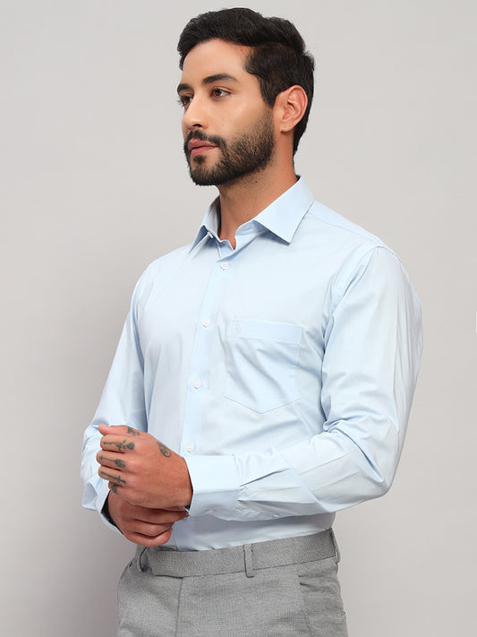 Formal Shirt for Men l Breathable & Soft with Color Fastness Regular Fit Spread Collar Neck Cotton Blend Fabric Solid Pattern