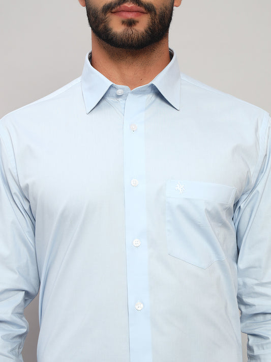 Formal Shirt for Men l Breathable & Soft with Color Fastness Regular Fit Spread Collar Neck Cotton Blend Fabric Solid Pattern