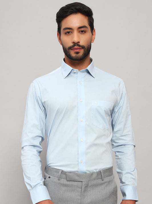Formal Shirt for Men l Breathable & Soft with Color Fastness Regular Fit Spread Collar Neck Cotton Blend Fabric Solid Pattern