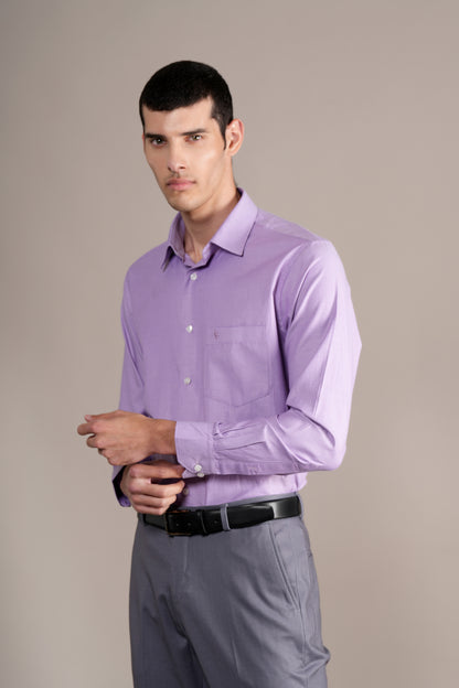 Formal Shirt for Men l Breathable & Soft with Color Fastness Regular Fit Spread Collar Neck Cotton Blend Fabric Self Design Pattern