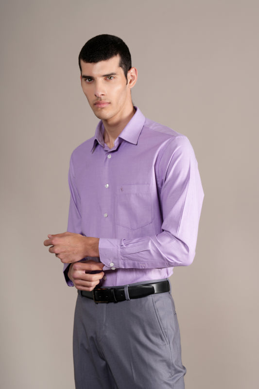 Formal Shirt for Men l Breathable & Soft with Color Fastness Regular Fit Spread Collar Neck Cotton Blend Fabric Self Design Pattern