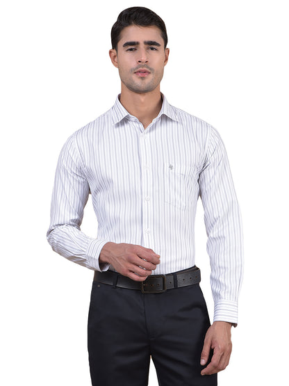Formal Shirt for Men l Breathable & Soft with Color Fastness Regular Fit Spread Collar Neck Cotton Blend Fabric Striped Pattern