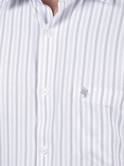 Formal Shirt for Men l Breathable & Soft with Color Fastness Regular Fit Spread Collar Neck Cotton Blend Fabric Striped Pattern