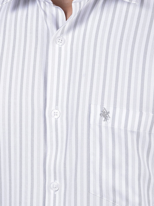 Formal Shirt for Men l Breathable & Soft with Color Fastness Regular Fit Spread Collar Neck Cotton Blend Fabric Striped Pattern