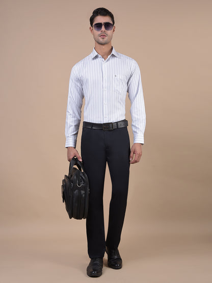 Formal Shirt for Men l Breathable & Soft with Color Fastness Regular Fit Spread Collar Neck Cotton Blend Fabric Striped Pattern