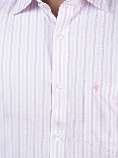 Formal Shirt for Men l Breathable & Soft with Color Fastness Regular Fit Spread Collar Neck Cotton Blend Fabric Striped Pattern