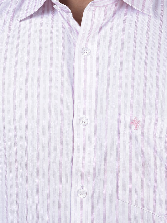 Formal Shirt for Men l Breathable & Soft with Color Fastness Regular Fit Spread Collar Neck Cotton Blend Fabric Striped Pattern