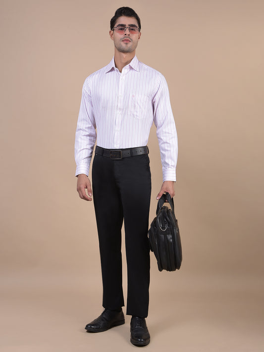 Formal Shirt for Men l Breathable & Soft with Color Fastness Regular Fit Spread Collar Neck Cotton Blend Fabric Striped Pattern