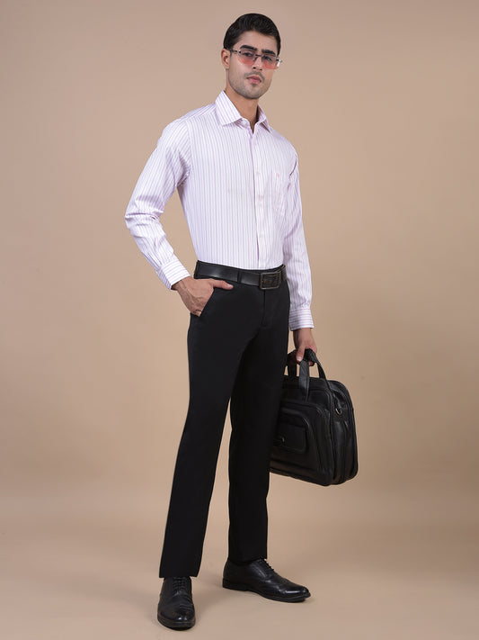 Formal Shirt for Men l Breathable & Soft with Color Fastness Regular Fit Spread Collar Neck Cotton Blend Fabric Striped Pattern