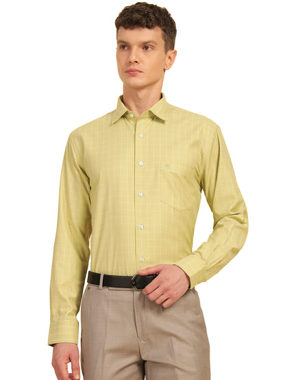Formal Shirt for Men | Breathable & Soft with Color Fastness Slim Fit Cotton Blend Fabric Check Pattern