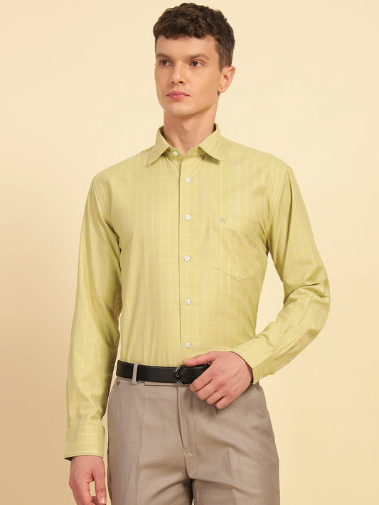 Formal Shirt for Men | Breathable & Soft with Color Fastness Slim Fit Cotton Blend Fabric Check Pattern