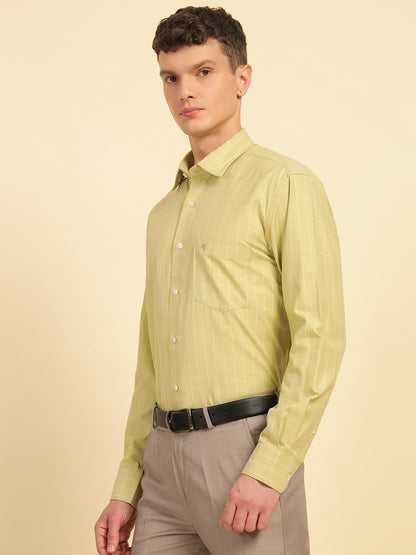 Formal Shirt for Men | Breathable & Soft with Color Fastness Slim Fit Cotton Blend Fabric Check Pattern