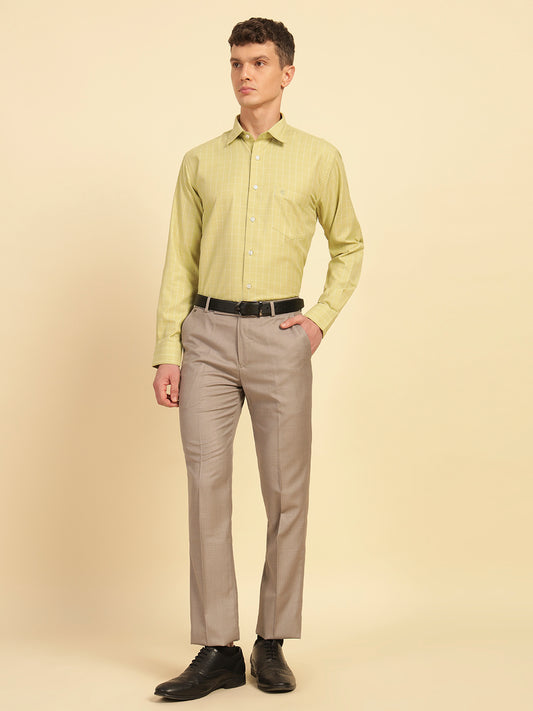 Formal Shirt for Men | Breathable & Soft with Color Fastness Slim Fit Cotton Blend Fabric Check Pattern