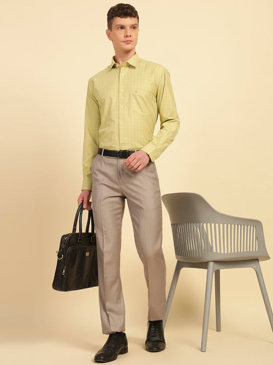 Formal Shirt for Men | Breathable & Soft with Color Fastness Slim Fit Cotton Blend Fabric Check Pattern