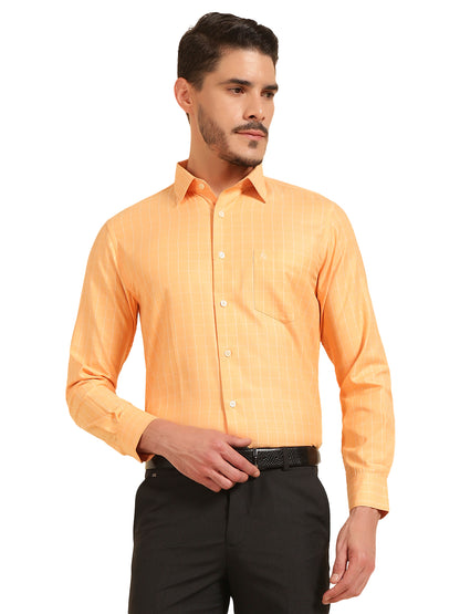 Formal Shirt for Men | Breathable & Soft with Color Fastness Slim Fit Cotton Blend Fabric Check Pattern