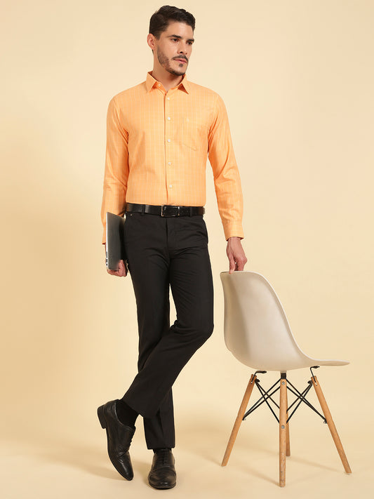 Formal Shirt for Men | Breathable & Soft with Color Fastness Slim Fit Cotton Blend Fabric Check Pattern
