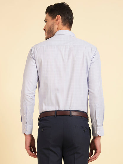 Formal Shirt for Men | Breathable & Soft with Color Fastness Slim Fit Cotton Blend Fabric Check Pattern