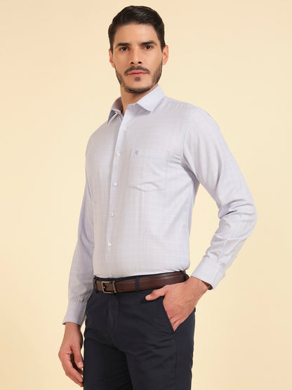 Formal Shirt for Men | Breathable & Soft with Color Fastness Slim Fit Cotton Blend Fabric Check Pattern