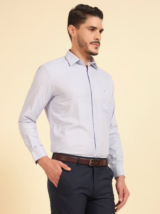 Formal Shirt for Men | Breathable & Soft with Color Fastness Slim Fit Cotton Blend Fabric Check Pattern