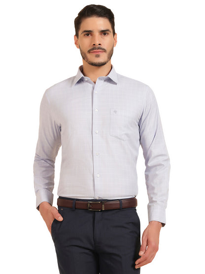 Formal Shirt for Men | Breathable & Soft with Color Fastness Slim Fit Cotton Blend Fabric Check Pattern
