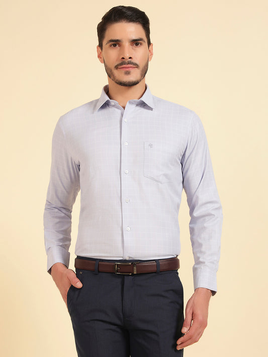 Formal Shirt for Men | Breathable & Soft with Color Fastness Slim Fit Cotton Blend Fabric Check Pattern