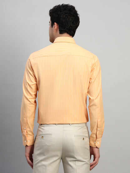 Formal Shirt for Men l Breathable & Soft with Color Fastness Regular Fit Spread Collar Neck Cotton Blend Fabric Checkered Pattern