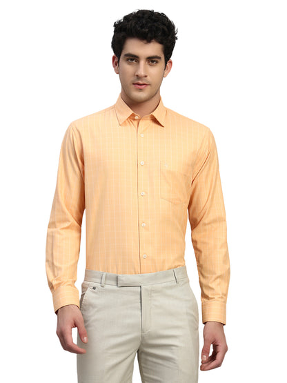 Formal Shirt for Men l Breathable & Soft with Color Fastness Regular Fit Spread Collar Neck Cotton Blend Fabric Checkered Pattern