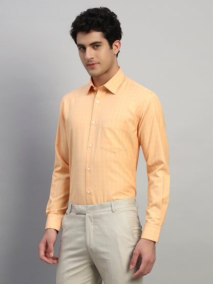 Formal Shirt for Men l Breathable & Soft with Color Fastness Regular Fit Spread Collar Neck Cotton Blend Fabric Checkered Pattern