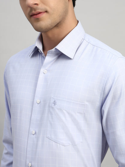 Formal Shirt for Men l Breathable & Soft with Color Fastness Regular Fit Spread Collar Neck Cotton Blend Fabric Checkered Pattern