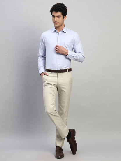 Formal Shirt for Men l Breathable & Soft with Color Fastness Regular Fit Spread Collar Neck Cotton Blend Fabric Checkered Pattern