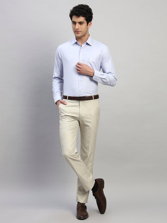 Formal Shirt for Men l Breathable & Soft with Color Fastness Regular Fit Spread Collar Neck Cotton Blend Fabric Checkered Pattern