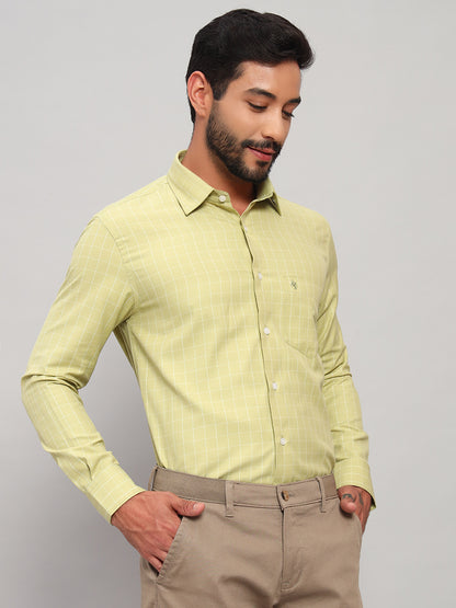 Formal Shirt for Men l Breathable & Soft with Color Fastness Regular Fit Spread Collar Neck Cotton Blend Fabric Checkered Pattern