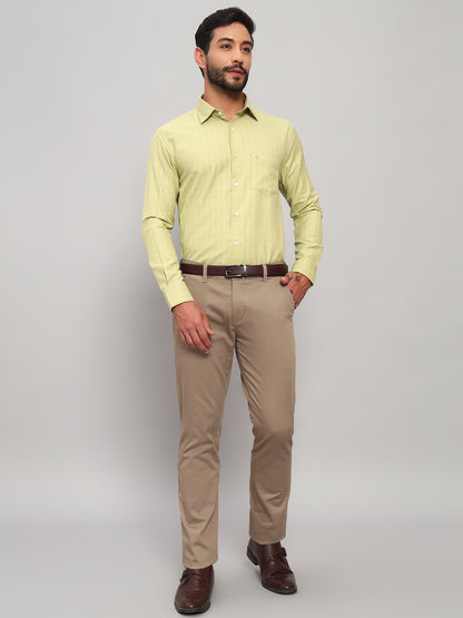 Formal Shirt for Men l Breathable & Soft with Color Fastness Regular Fit Spread Collar Neck Cotton Blend Fabric Checkered Pattern