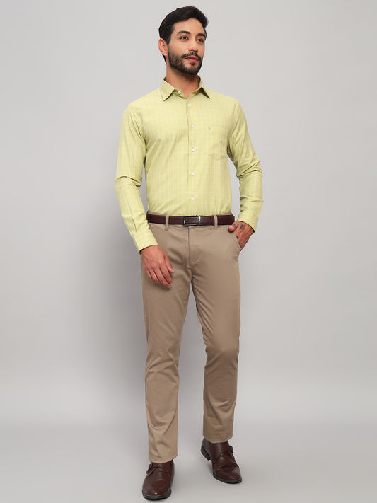 Formal Shirt for Men l Breathable & Soft with Color Fastness Regular Fit Spread Collar Neck Cotton Blend Fabric Checkered Pattern