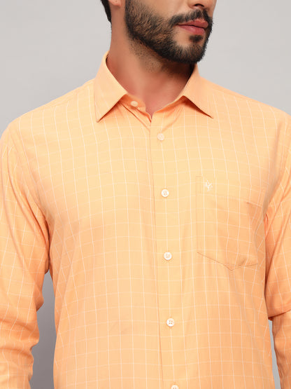 Formal Shirt for Men l Breathable & Soft with Color Fastness Regular Fit Spread Collar Neck Cotton Blend Fabric Checkered Pattern