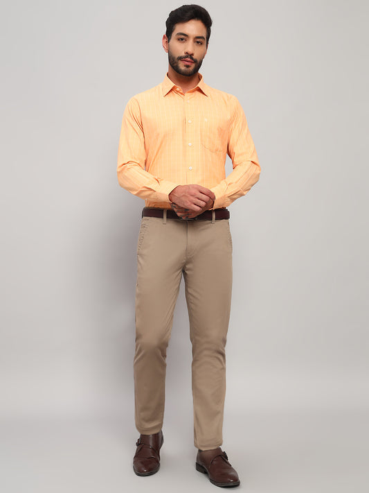 Formal Shirt for Men l Breathable & Soft with Color Fastness Regular Fit Spread Collar Neck Cotton Blend Fabric Checkered Pattern