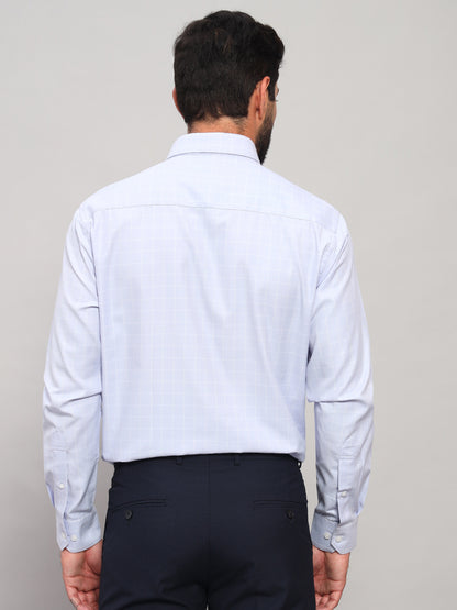 Formal Shirt for Men l Breathable & Soft with Color Fastness Regular Fit Spread Collar Neck Cotton Blend Fabric Checkered Pattern