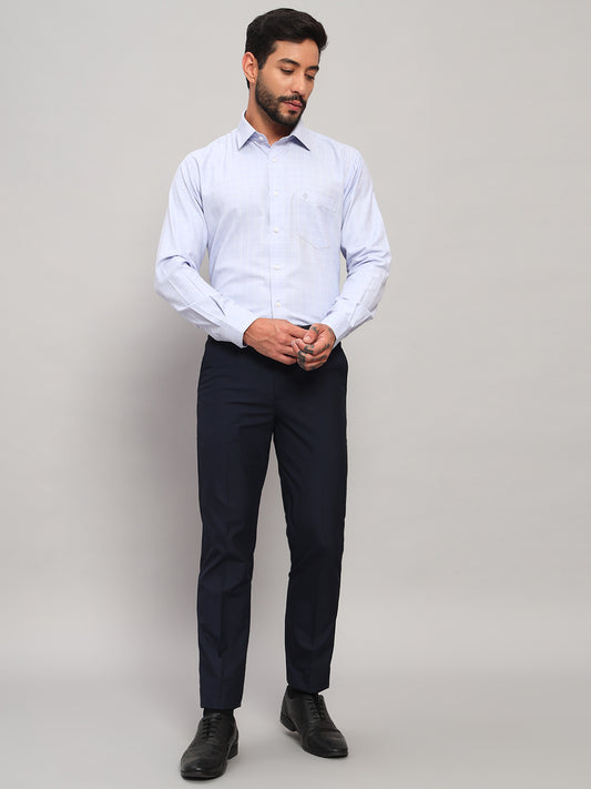 Formal Shirt for Men l Breathable & Soft with Color Fastness Regular Fit Spread Collar Neck Cotton Blend Fabric Checkered Pattern
