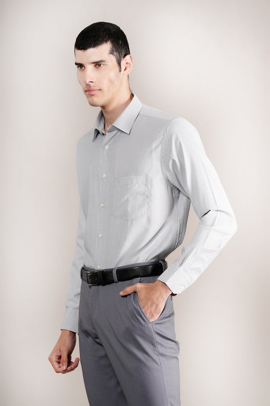 Formal Shirt for Men l Breathable & Soft with Color Fastness Regular Fit Spread Collar Neck Cotton Blend Fabric Self Design Pattern