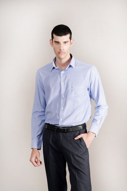 Formal Shirt for Men l Breathable & Soft with Color Fastness Regular Fit Spread Collar Neck Cotton Blend Fabric Self Design Pattern